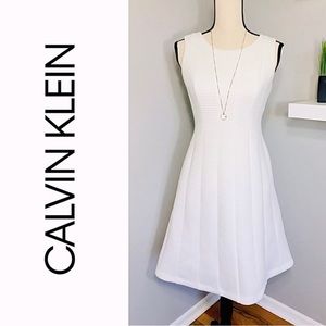 NEW Calvin Klein White Illusion Stripe Fit & Flare Dress Sz. 4